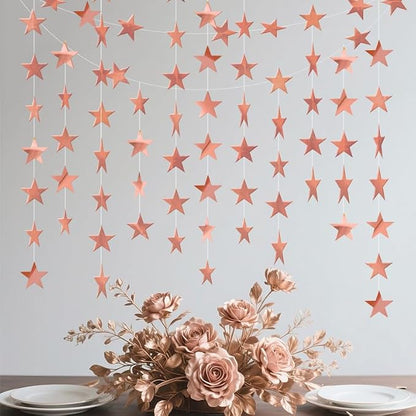 Rose Gold Shining Star Hanging Garland Rose Gold Hanging Sparkling Star - Image 3