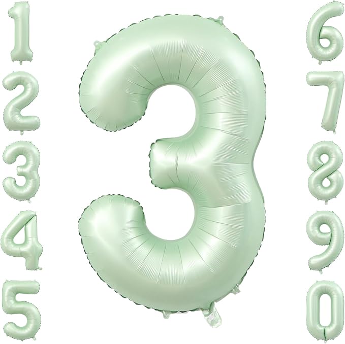 Olive Green Number 3 Balloon 40 Inch, Backdrop Sign by Unknown