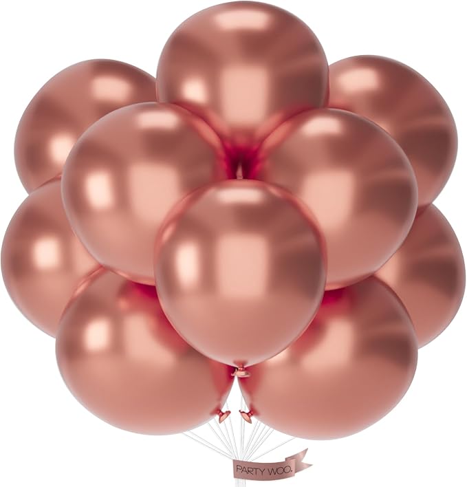 PartyWoo Rose Gold Balloons 20pcs Metallic Chrome Rose Gold Color | 18 Inch by PartyWoo