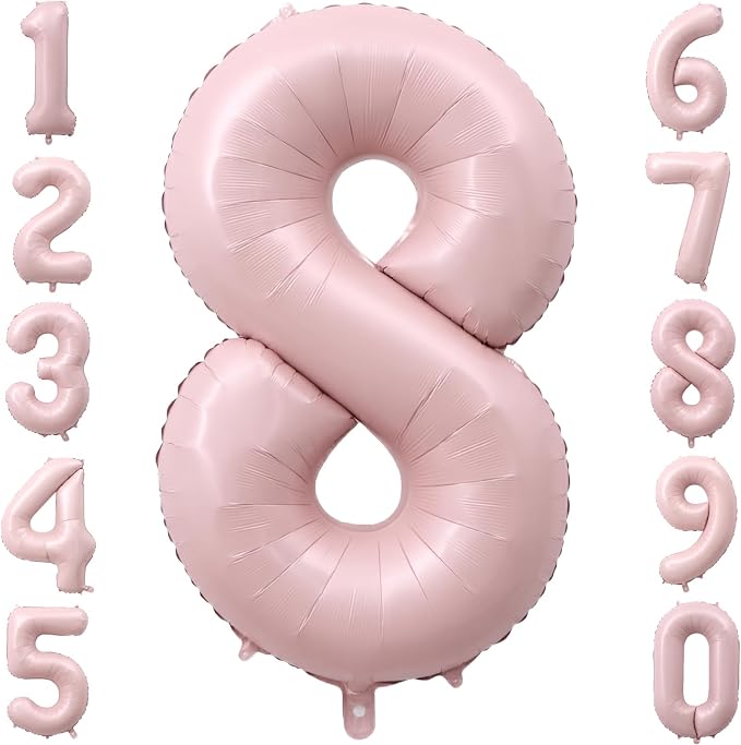 40 Inch Light Pink Foil Number 8 Balloon by TNCDJKPA