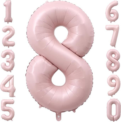 40 Inch Light Pink Foil Number 8 Balloon by TNCDJKPA
