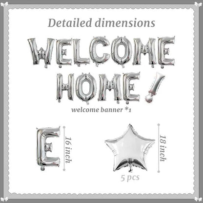 16 Inch Silver Welcome Home Balloon Banner Paired - Image 2