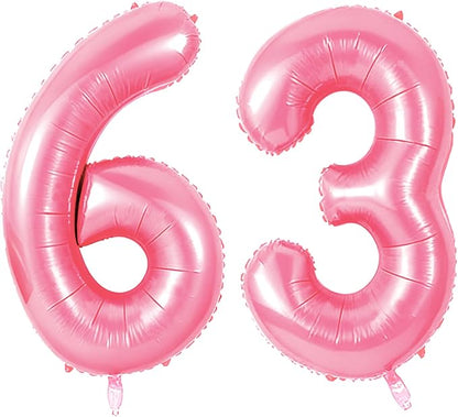 Number 63 Balloons for 63rd Birthday Party Decorations, 0-100 Large No.63 by Joycard