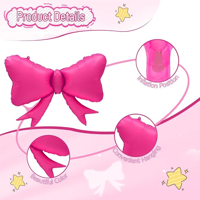 4pcs Jumbo Oversized Ribbon Balloons Coquette Bow Balloons Bow Party Coquette - Image 5
