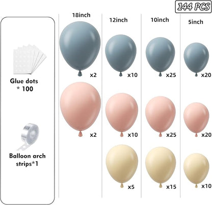 Gender Reveal Balloon Arch Garland Kit 144pcs, Dusty Pink and Blue Sand White - Image 2