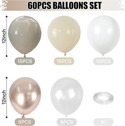 Beige White Gold Balloons - Image 2