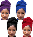 Harewom Head Wraps for Black Women Stretch Head Scarf Long African Hair Wraps Turban Headwraps Jersey Headbands