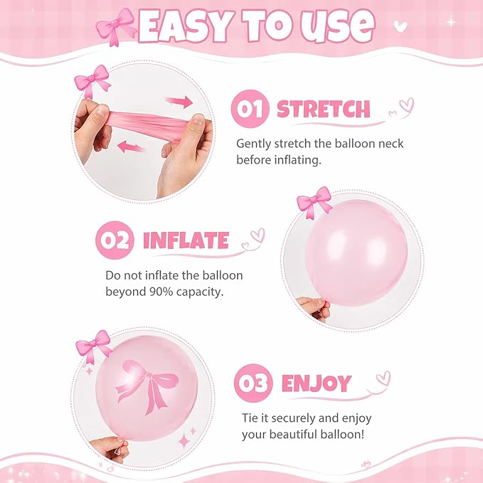 Pink Bow Balloons Kit, Coquette Party Decorations - Image 6