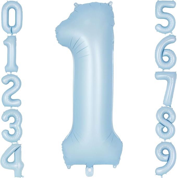 Light Blue Number 1 Balloon, 40 Inch Big Large Foil Number Balloons, Giant by AIQINHU