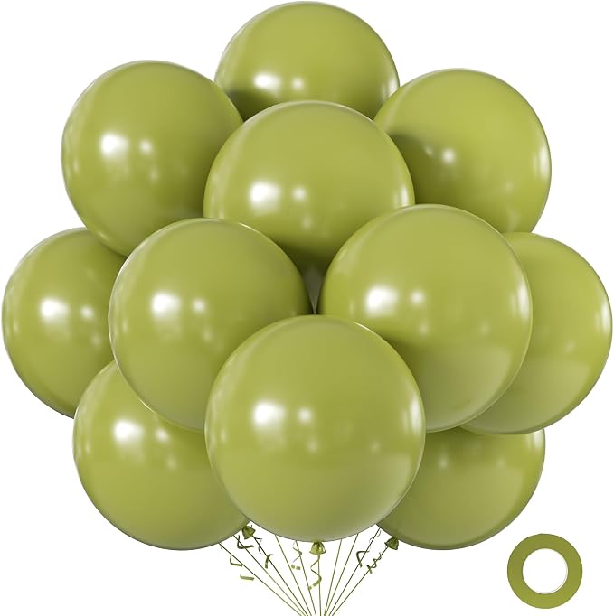 Avocado Green Balloons 18 Inch 24 Pack Matte Helium Latex Round Balloons by KALOR
