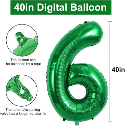 TONIFUL 40 Inch Dark Green Number 6 Balloons Large Foil 6th Birthday Decor | - Image 2