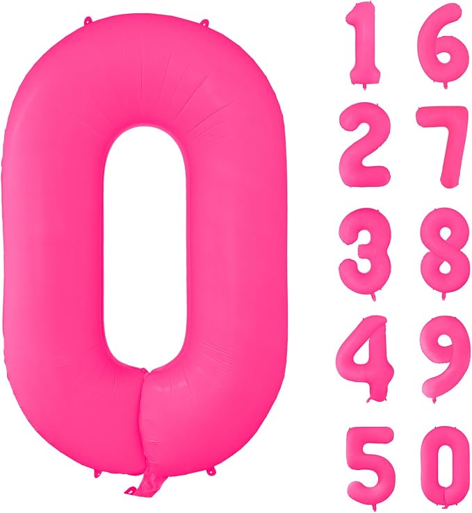 Fluorescent Rose Red Number Balloon 40 inch Giant Foil Helium Balloons Pink by Yeodong