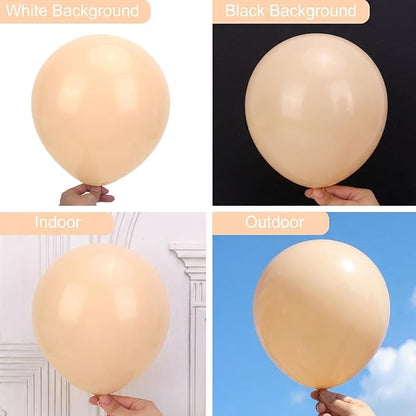 RUBFAC 135pcs Nude Balloons, Latex Boho Beige Apricot Balloon Different Sizes - Image 4
