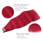 WENNALIFE Tape in Hair Extensions Human Hair, 40pcs 100g 20 inch Red Hair Extensions Real Human Hair Straight Tape in Extensions Invisible Human Hair Extensions Reusable Real Hair Extensions