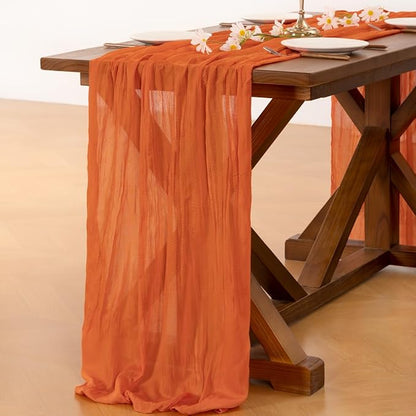 Cheesecloth Table Runner Summer Boho Wedding Birthday Party Home Decor | Orange - Image 5