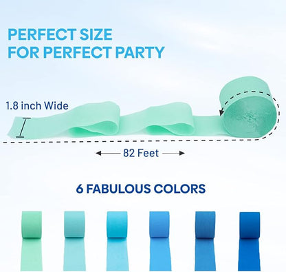 6 Blue Streamers, 492ft Pack of Crepe Paper Bachelorette Party Decorations | - Image 3