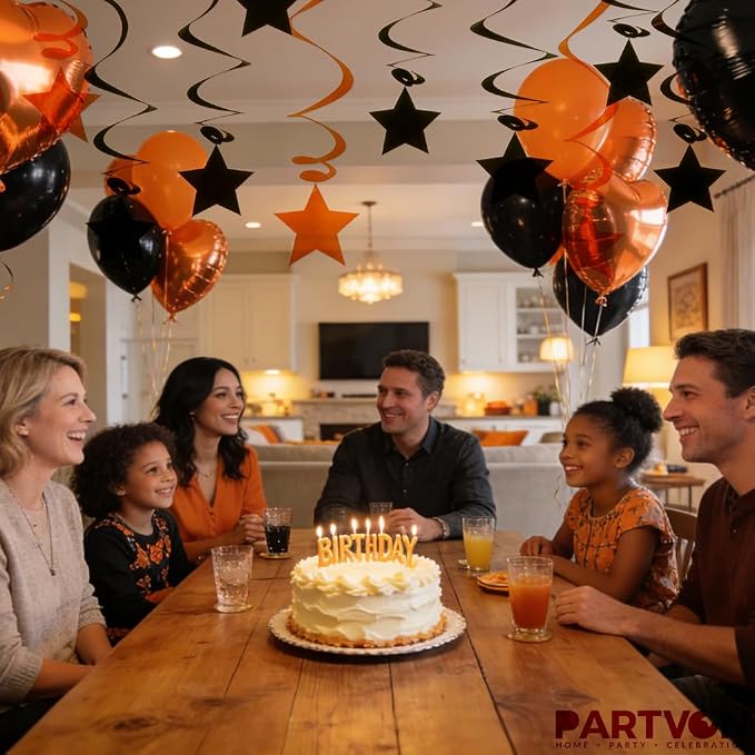 Orange Black Hanging Swirl Decorations - Image 7