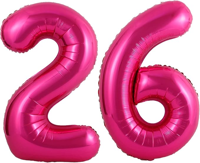 40 Inch Hot Pink 26 Number Balloons Giant Jumbo Huge 26 or 62 Foil Mylar Helium by LHOAVWE