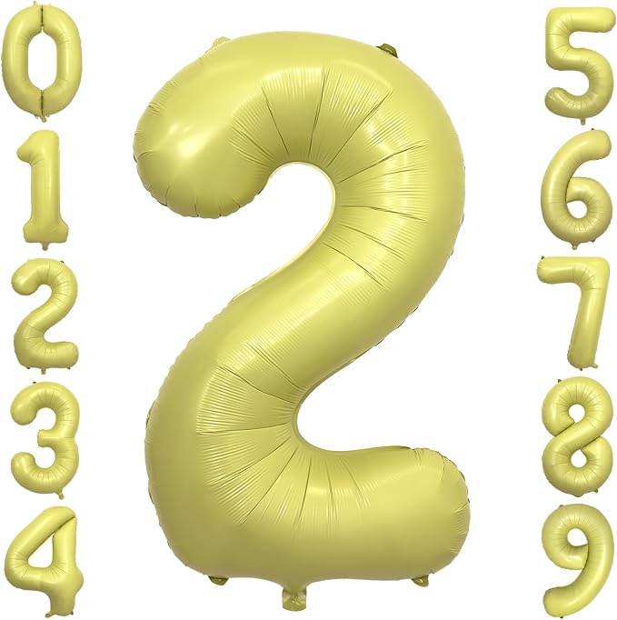 Pastel Yellow Number 2 Balloon 40 Inch Light Yellow Foil Number Balloons 2nd by cocodino