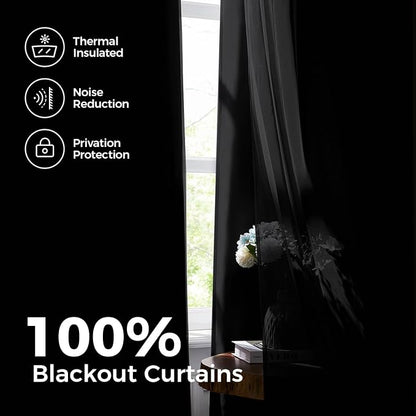 100% Blackout Curtains for Bedroom, Double Layer Black Curtains, Room Darkening - Image 3