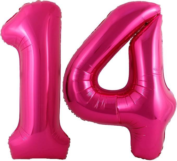 40 Inch Hot Pink 14 Number Balloons Giant Jumbo Huge 14 or 41 Foil Mylar Helium by LHOAVWE