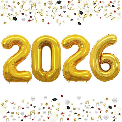 42 Inch 2026 Gold Foil Number Balloons by GOER