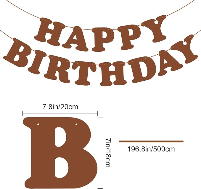 Brown Happy Birthday Banner Birthday Party Decorations Sign Birthday Backdrop - Image 2