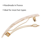White Hair Barrette for Thin Hair, Classic Rectangle French Barrette for Women, Lightweight and Comfortable, Strong Hold, Alba Ivory | France Luxe