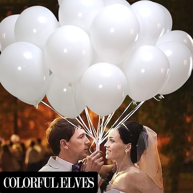 White 12 Inch 100 Pcs Latex Chrome Balloons Helium Thicken Balloons Party - Image 5