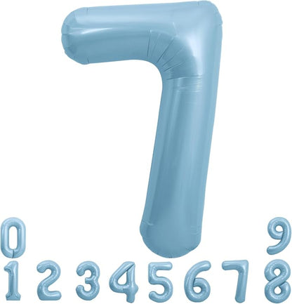 TONIFUL 40 Inch Pastel Blue Number 7 Foil Balloon Large Mylar Foil Digit 7 by TONIFUL
