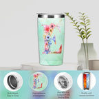 Personalized Gifts Monogrammed Birthday Gifts for Women, Daughter Bestie Friendship Christmas Initial 20 oz Tumbler, Makeup Bag Cup Ballpoint Pens Journal Notebook 6 Set, (Aesthetic Green Flower E)
