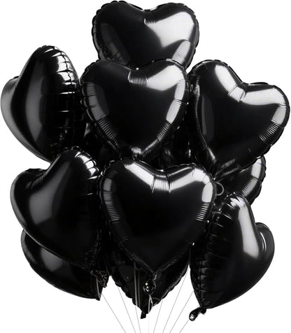 TONIFUL 15 Pcs Black Heart Balloons 18 Inch Heart Shape Foil Mylar Balloon | by TONIFUL