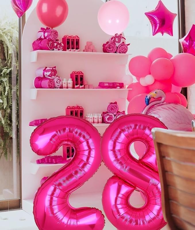 40 Inch Number Balloons Hot Pink 2 Cowgirl Pink 2nd Birthday Decor 9Pcs | Large - Image 6