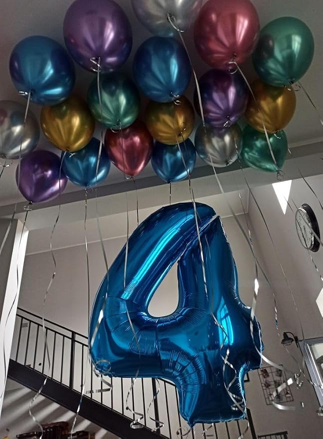 7 Balloon Numbers Birthday Decorations, 40In Dark Blue Balloons - Image 4