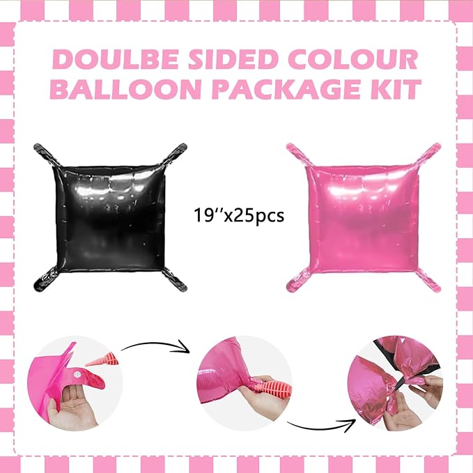 Pink Black Balloons Wall Tunnel Backdrop Double Sided Hot Pink and Black - Image 2