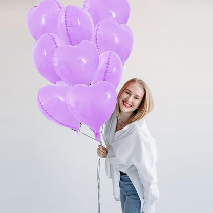 TONIFUL 30 Pcs Pale Lavender Heart Balloons 18Inch Heart Shape Foil Balloon | - Image 3