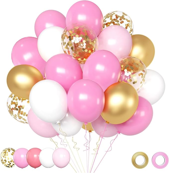 Pink and Gold Balloons Set by AIOZX