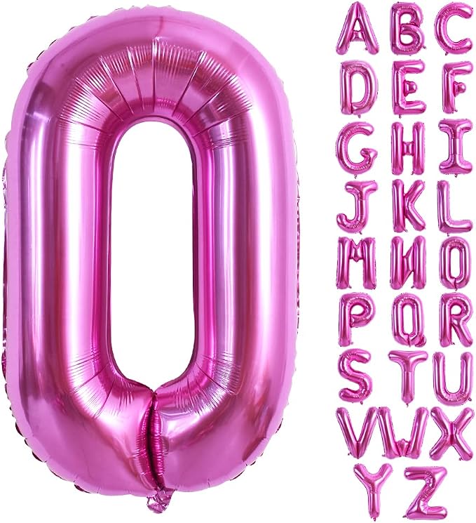 TONIFUL 40 Inch Rose Red Letter O Balloons, Hot Pink Alphabet Letter Giant Foil by TONIFUL