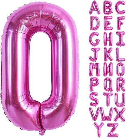 TONIFUL 40 Inch Rose Red Letter O Balloons, Hot Pink Alphabet Letter Giant Foil by TONIFUL