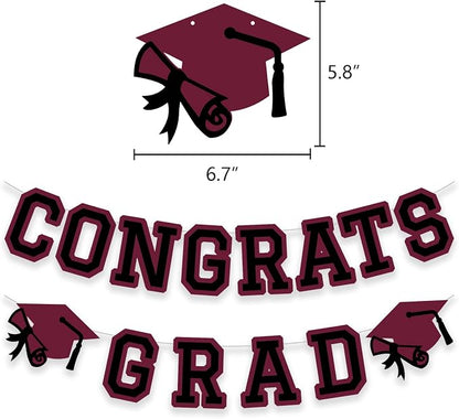 Congrats Grad Banner Graduation Party Banner Decoration Hanging Garland High - Image 2
