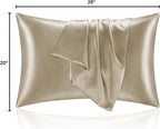 BEDELITE Satin Pillowcase for Hair and Skin, Super Soft and Cooling Similar to Silk Pillow Cases 2 Pack with Envelope Closure, Gift for Women Men(20"x26" Standard Size, Taupe)