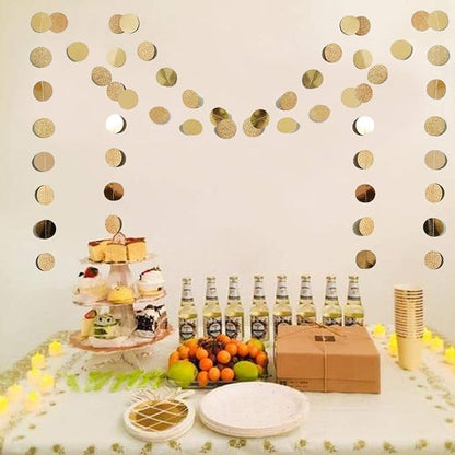 6 Pcs Glitter Champagne Gold Paper Circle Dots Garland Party Hanging Bunting - Image 3