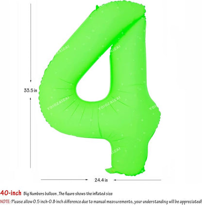 40IN Fluorescent Green Number 4 Balloons Glow In The Dark Green Balloon | - Image 2
