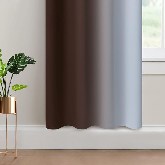Yakamok Ombre Curtains Brown and Greyish White - Image 4