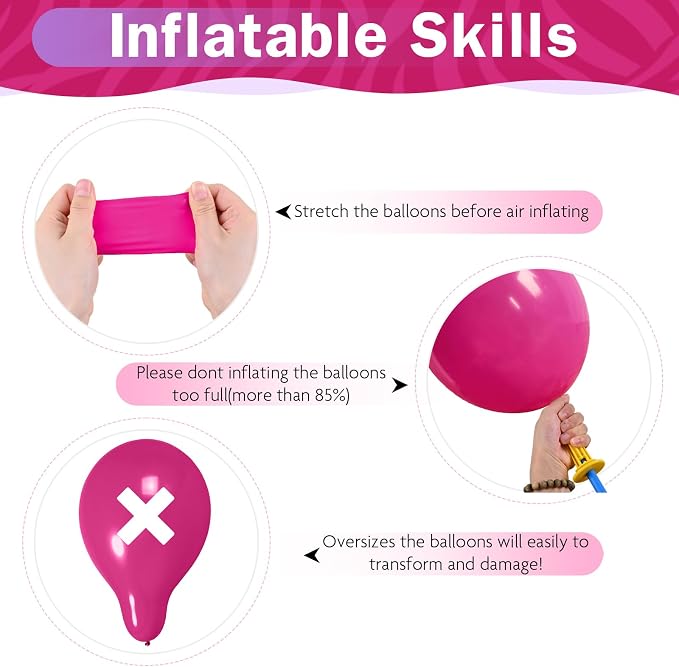 HILAVO Pink Purple Blue Balloons 60 Pcs Hot Pink Light Pink Teal Purple Latex - Image 5
