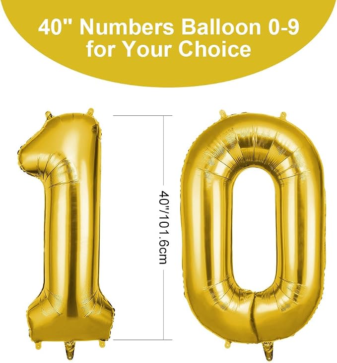 OFFCUP 40 Inch Gold Number 10 Balloon - Image 2