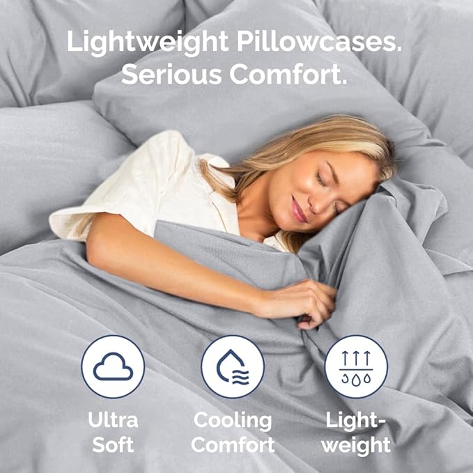 King Pillow Cases Set of 2 - Ultra Soft Hotel Quality Pillowcase Covers - Comfy, Cozy & Wrinkle Free - Shrinkage, Stain & Fade Resistant - Machine Washable Pillow Protectors - 2 Piece Set - Steel Blue