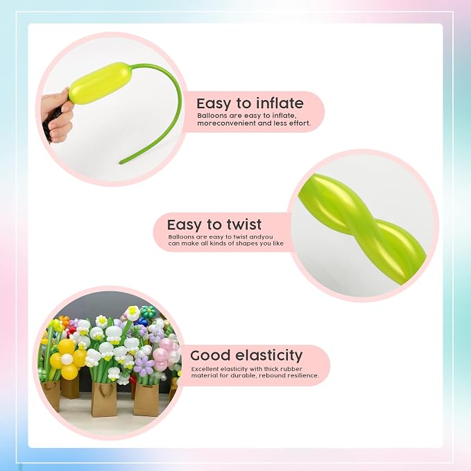 Pearl Light Green Long Balloons - Image 6