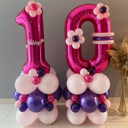 Hot Pink 10 Balloon Numbers, 40 Inch 10th Birthday Balloon Foil Mylar Number 10 - Image 3