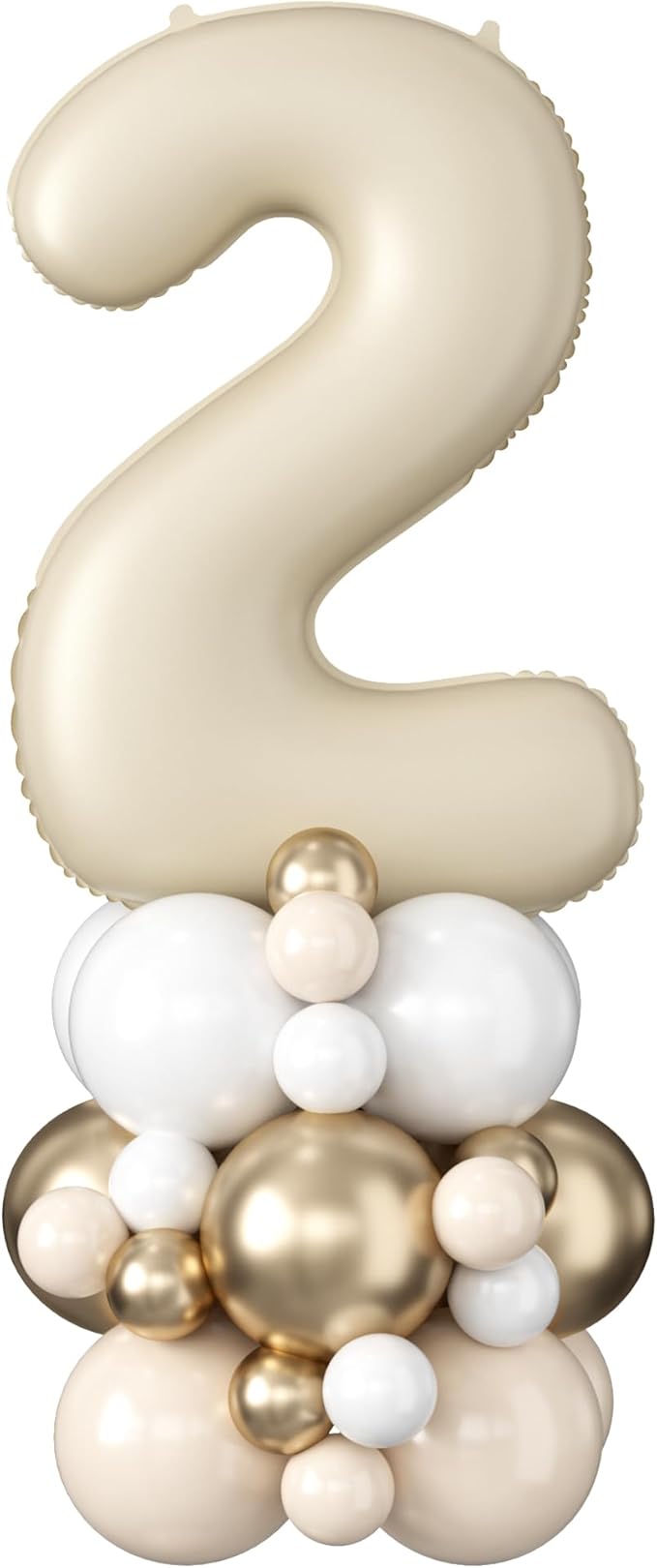 40 Inch Cream Number 2 Balloon for 2nd Birthday Decoration Beige White Sand by Domgoge